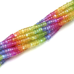 Perles Heishi en pierre de lune arc-en-ciel multicolores naturelles et chatoyantes, forme de pneu lisse, 15 pouces, pierre de lune arc-en-ciel ombrée, forme de roue, perle entière - Product Image 5