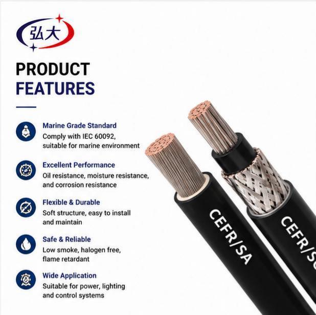CEFR Marine Cable IEC Standard Tinned Copper Flexible Rubber Insulated Shielded Power Cable ISO CE Certified