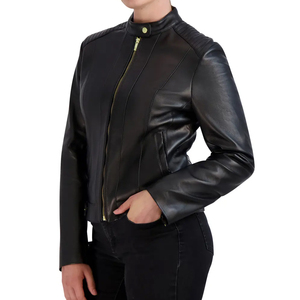 Vestes en cuir pour femmes du meilleur design avec logo personnalisé en cuir véritable respirant à séchage rapide pour le traitement brut en gros - Product Image 4