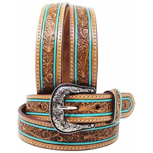 Handmade High Quality Western Cow Leather Belt With <b>Tooling</b> With <b>Engraved</b> Buckle Manufacturer Supplier Saman Exports - Product Image 4