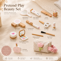 Ensemble de maquillage en bois pour enfants, jeu de simulation de coiffure pour filles, ensemble de coiffeuse princesse rose avec trousse de cosmétiques, cadeau Montessori pour jeu de rôle