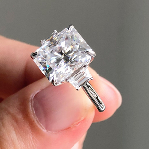 แหวนเพชรหมั้น4กะรัตสำหรับงานแต่งงานแหวนหมั้นเพชรสีขาวทอง14K เครื่องประดับเพชรเม็ดกลมละเอียด - Product Image 1