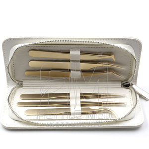 Professional Fettle Med Gold Coated Stainless Steel Eyelash Extension Tweezer | Anti-Static Durable Precision Volume Lash <b>Tool</b> - Product Image 1