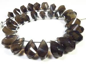 ลูกปัดพลอยสโมคกี้ควอตซ์ธรรมชาติทรงบริโอเล็ต ขนาด 10-18 มม. 28 เม็ด ความยาว 9 นิ้ว รูปทรงหยดน้ำบิดเกลียว สำหรับงาน DIY เครื่องประดับ - Product Image 6