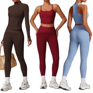 Venta directa de fábrica, chándal de Fitness sin costuras, conjunto de Yoga de entrenamiento transpirable para mujer, sujetador sólido de talla grande XL XXL, estampado de cintura - Product Image 4