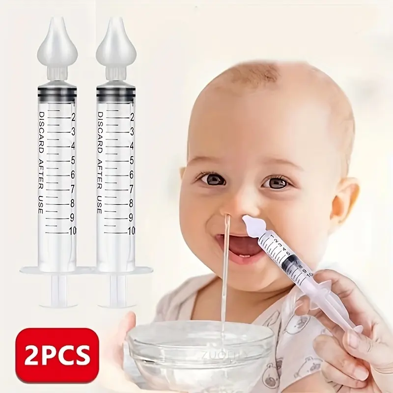 2pcs/set 0.34oz Baby Nasal Syringe Nose Sucker Infant Nose Cleaner Baby Care Product