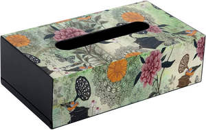 <b>Gold</b> Printed Classic Style Wooden MDF <b>Tissue</b> <b>Paper</b> Holder Box with Glossy Finish - Product Image 3