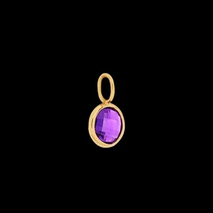 Pendentif rond en améthyste, pierre de naissance de février, pierre précieuse violette, plaqué or, charme délicat fait à la main, bijoux pour femmes - Product Image 5