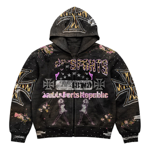 Chaqueta de Camuflaje Lavada al Ácido Personalizada, Sudadera Holgada de Felpa Francesa 100% Algodón con Bordado para Hombre - Product Image 1