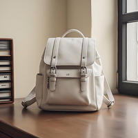 Sac à dos d'été vintage en cuir véritable blanc pour homme, pour ordinateur portable, style décontracté et professionnel, avec doublure en toile et fermeture éclair en nylon, portable