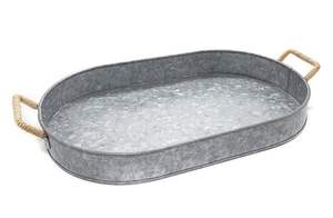 Juego de 2 bandejas galvanizadas de diseño clásico para decoración del hogar, bandeja galvanizada de forma ovalada de calidad creativa - Product Image 2