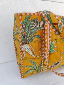 Bolso de compras de algodón hecho a mano con estampado de bloque de mano indio, bolso de mano para mujer, bolso de hombro acolchado con estampado elegante hecho a mano - Product Image 2