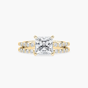 Conjunto de Anillo de Compromiso con Diamante Cultivado en Laboratorio, Corte Asscher, 3.00 CTW, Oro Sólido de 14K - Product Image 1