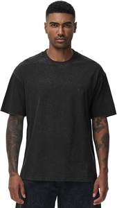 Streetwear T-shirt décontracté 100% coton solide motif avant Logo coupe ample tissu tricoté - Product Image 2