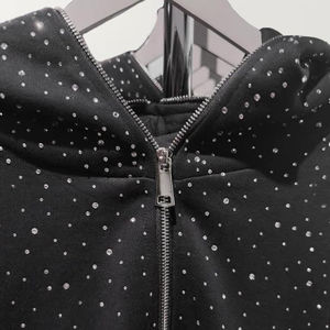 Moda Forward Look Rhinestone Hoodie Glitter Pop Street Look Algodón Mezclado Casual Street Wear Declaración Rhinestone Hoodie - Product Image 3