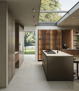 Juego de Muebles de Cocina Modernos de Lujo Hechos en Italia al 100%, Diseño Italiano Personalizado, Gabinetes de Cocina Modulares de Madera Acanalada - Product Image 3