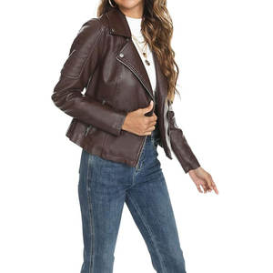 Veste en cuir véritable pour femme, nouvelle veste en cuir de motard décontractée et élégante, en emballage premium, vestes en cuir - Product Image 2