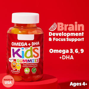 Gummies multivitaminées pour enfants OEM - Oméga 3 (DHA/EPA), vitamines et zinc, sans gluten, trois saveurs de fruits, 60 unités - Product Image 3