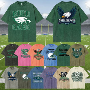 Camiseta Vintage de 250G, 100% Algodón, Personalizada para Equipos Deportivos, Estilo Philadelphia, para el Día del Partido de Fútbol, Lavada, Unisex, Cuello Redondo, para Hombre - Product Image 1