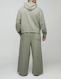 Chándal holgado de algodón de alta calidad para hombre, pantalones de chándal acampanados, conjunto de 2 piezas, nuevo conjunto de joggers, Sudadera con capucha holgada transpirable y pantalones acampanados - Product Image 3