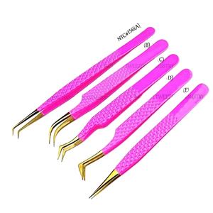 Nouvel Arrivage Pince à Épiler Professionnelle en Acier Inoxydable avec Embout Doré, Poignée Diamant Rose, Personnalisation Gratuite du Logo et Design, pour Volume et Usage Privé - Product Image 1