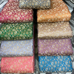 Tissu brocart en soie Banarasi tissé à la main de qualité supérieure, style jacquard, pour vêtements ethniques et ameublement, designer - Product Image 1