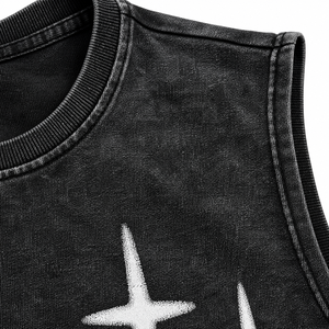 Chaleco de Algodón para Hombre, Estilo Vintage, Lavado, Desgastado, Sin Mangas, Oversize, con Estampado Gráfico, Lavado Ácido, Streetwear - Product Image 5