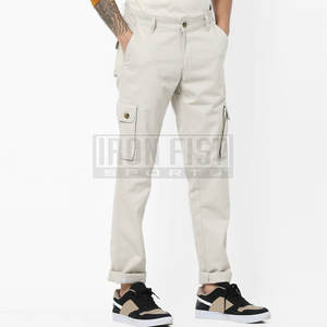 Ropa de calle informal para hombre, pantalones Cargo de ajuste relajado con puños en el tobillo y bolsillos grandes, botón de cintura media con cierre de mosca - Product Image 1