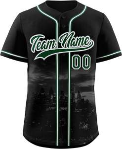 Ropa deportiva personalizada, uniformes de béisbol personalizados, camiseta con logotipo personalizado, camiseta de béisbol dorada negra en blanco - Product Image 2