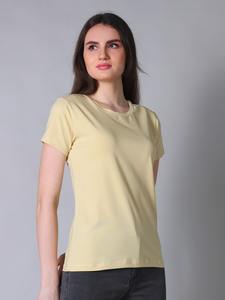 Camiseta de Verano para Mujer, Talla Grande, Cuello Redondo, 100% Algodón, Elástica, Color Beige, Marca ODM Berry Blues Basic Premium - Product Image 4