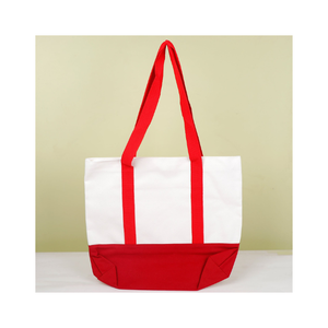 Sac fourre-tout zippé en toile grande taille, 100% coton biologique certifié GOTS, rouge, personnalisé, écologique, à prix bas, vente en gros usine - Product Image 1