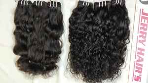 100% humain vierge droite ondulée cheveux bouclés armure pas cher brut indien cheveux Machine trame - Product Image 3