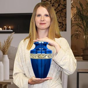 Handmade <b>Large</b> Adult Size Mosaic Aluminium Glass Cremation <b>Urn</b> Individual Tiles Applied by Hand for Unique Funerals - Product Image 1