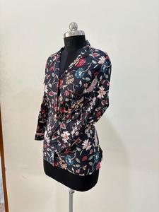 Femmes élégant noir Floral Satin Blouse manches longues bouton fermeture Sexy ODM jardin imprimé dentelle décoré automne soie-sensation haut - Product Image 3