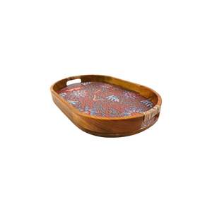 Meilleur vendeur WIK Grand plateau décoratif ovale en batik, plateau de service et de présentation fait à la main en provenance d'Indonésie, modèle traditionnel WIK-EHBCA - Product Image 4