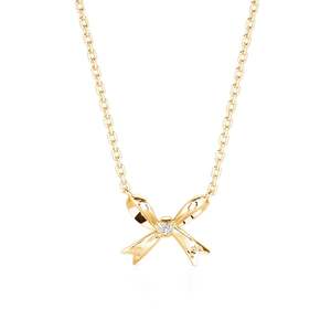 Collar Minimalista Jeulia con Lazo Dorado y Circonita Redonda para Fiesta - Product Image 1