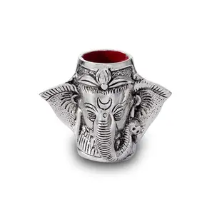 ของขวัญที่ดีที่สุดคือของชำร่วยแกะสลักด้วยมือสไตล์วินเทจโลหะเงินชุบรูปช้างพระพิฆเนศผู้ถือปากกาสำหรับสำนักงานของขวัญโบราณอินเดีย - Product Image 1