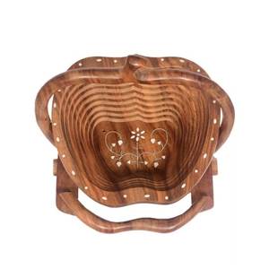 ตะกร้าผักผลไม้ทำด้วยมือทำจากไม้รูปทรงแอปเปิ้ลสวยงามเทคนิคแกะสลักโต๊ะในครัวพับได้ตกแต่งตู้เสื้อผ้า - Product Image 4