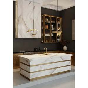 Losa de Cuarzo UNION Windsor Brass Satin Ridge de 15-30 mm de Espesor, Diseño Moderno para Encimeras de Cocina, Paredes de Ducha, Interiores de Lujo - Product Image 2