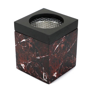 กระถางธูปหอมดีไซน์เนอร์เนื้อหินอ่อนสีแดงพร้อมฝาแม่เหล็กสีดำ - Product Image 2