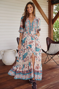 High Quality Vintage Boho Print Custom Boho <b>Beach</b> Holiday Women Summer Sleeveless Lace up Embroidery a Line Maxi <b>Dress</b> - Product Image 6