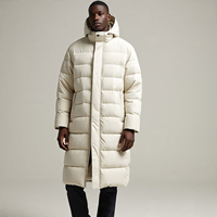 Vestes longues matelassées respirantes coupe-vent en tricot style hip-hop avec fermeture éclair, 100 % duvet, manteau d'extérieur pour hommes