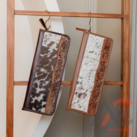 Nouveaux cheveux usinés à la main sur étui à bijoux classique pays occidental en cuir véritable bijoux boîte de voyage étuis bijoux affichage vitrine