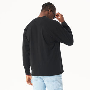 Camiseta extragrande de manga larga personalizada de algodón para hombre, hombro caído con patrón sólido, estampado Digital, manga larga, venta al por mayor - Product Image 5