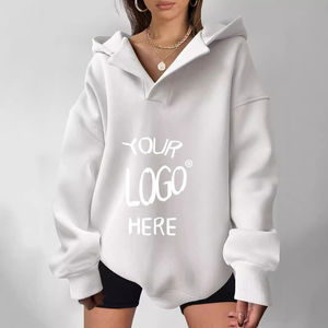 Sweat-shirt à capuche grande taille avec logo personnalisé pour femmes 100% coton Sweats à capuche surdimensionnés décontractés pour femmes - Product Image 4