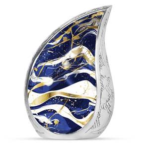 Urna Funeraria de Metal (Latón/Aluminio) con Forma de Lágrima para Cenizas Humanas de Adultos, Diseño de Bandera Estadounidense - Product Image 6