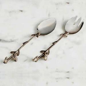 Fourchette à fromage traditionnelle cuillère beurre épandeur ensemble de couverts Mini poignée Design avec pli brindille en acier inoxydable métal 100 pièces quantité minimale de commande - Product Image 3