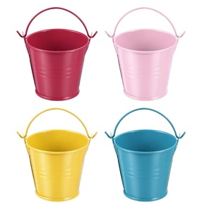 Seau fait main de couleur jaune jardinières de fleurs en métal galvanisé pour décor intérieur et extérieur seau seau avec poignée - Product Image 3
