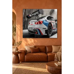 Impression sur toile de voiture de course BMW blanche à ailes Fida M Power - Product Image 1