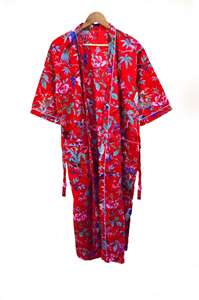 100% Verano Indio hecho a mano largo estampado Floral Boho señoras Kimono bata vestido Casual tamaño libre - Product Image 6